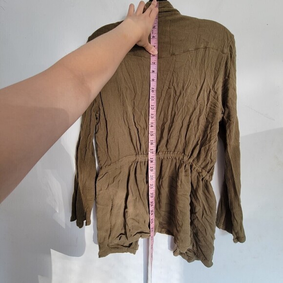 Cleobella Brown Pocket Front Long Sleeve Belted Light Cardigan Jacket Size Small - Picture 6 of 10